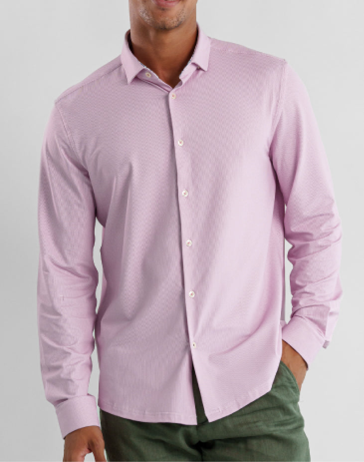 APEX - Pink Birdseye Long Sleeve Shirt