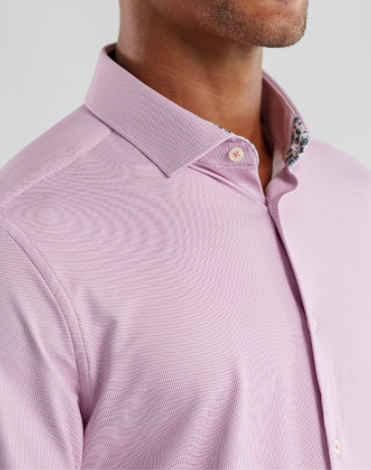 APEX - Pink Birdseye Long Sleeve Shirt