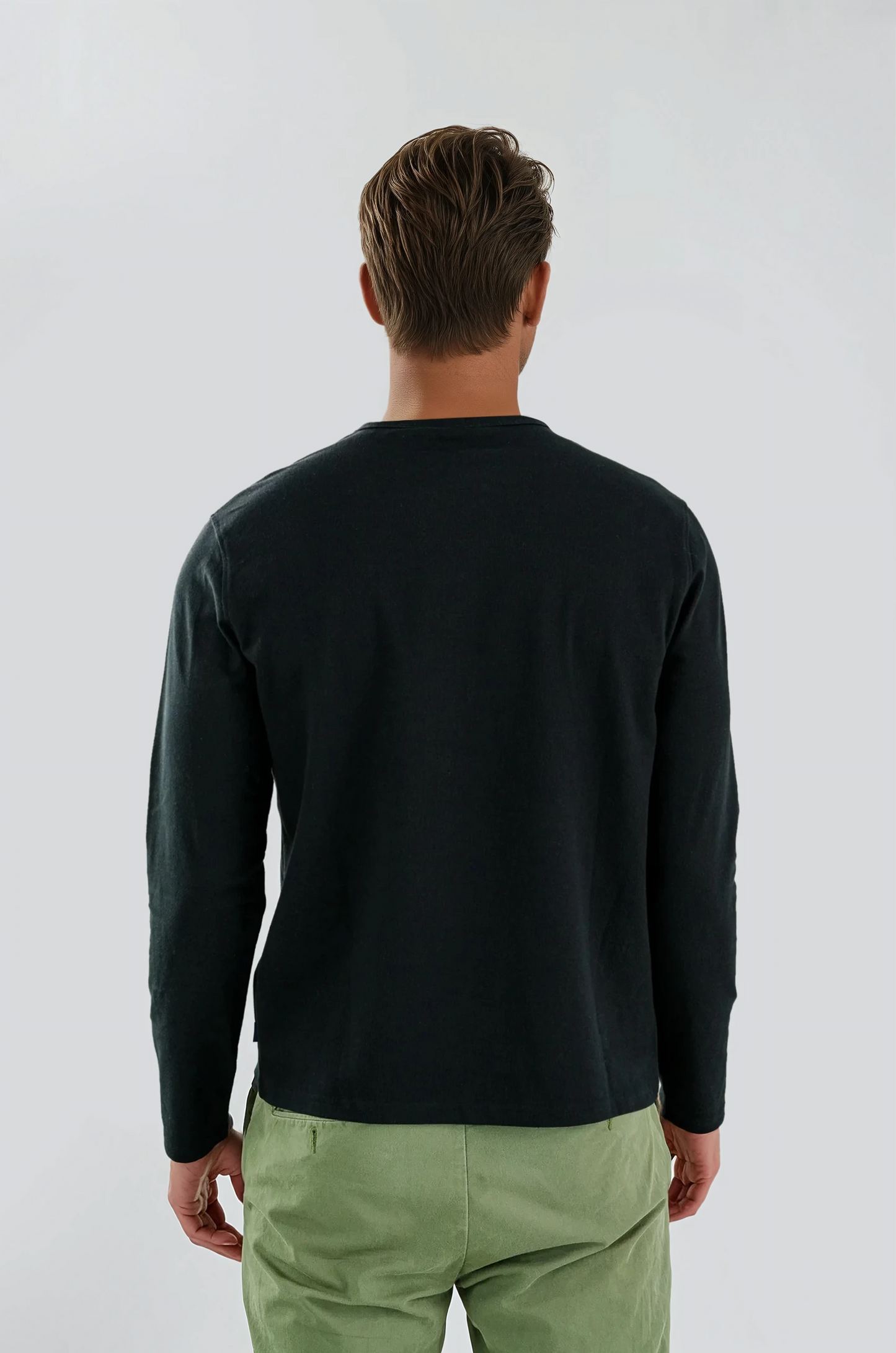 TRAILBLAZER - Black Solid 3 Buttons Henley