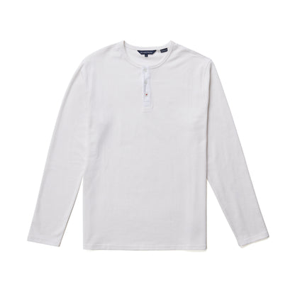 TRAILBLAZER - White Solid 3 Buttons Henley