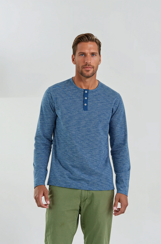 TRAILBLAZER - Denim Blue Solid Henley