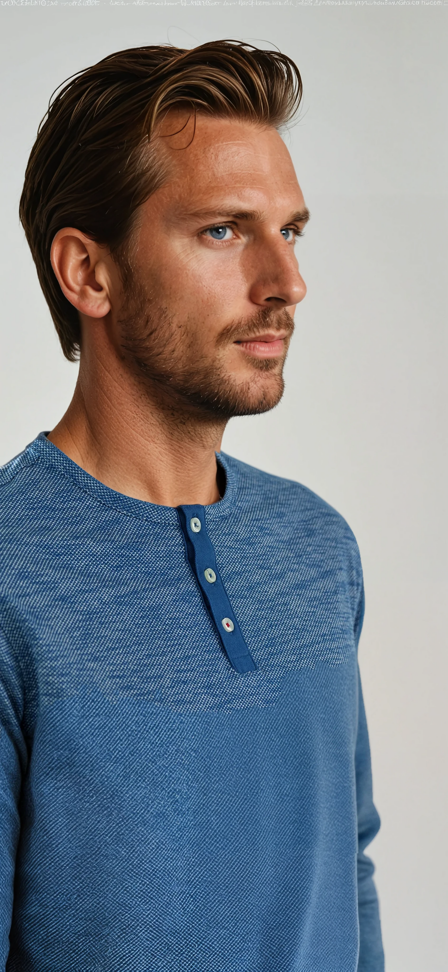 TRAILBLAZER - Denim Blue Solid Henley