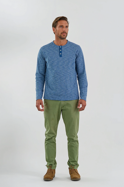 TRAILBLAZER - Denim Blue Solid Henley