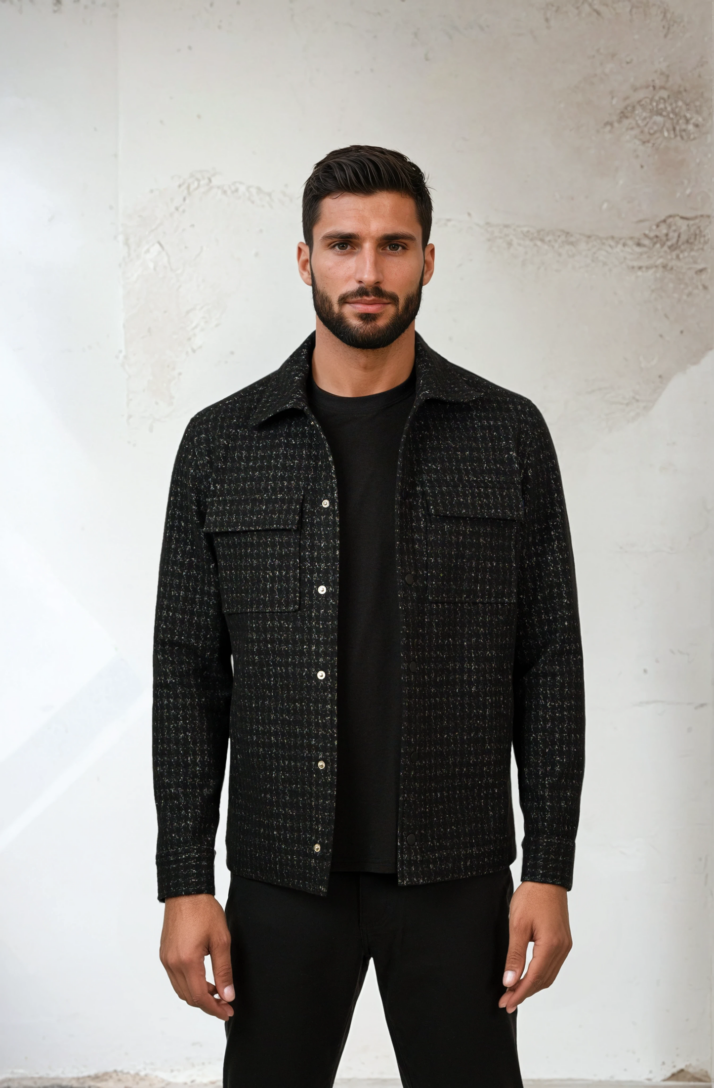 HUNTER - Black Knit Houndstooth Jacket