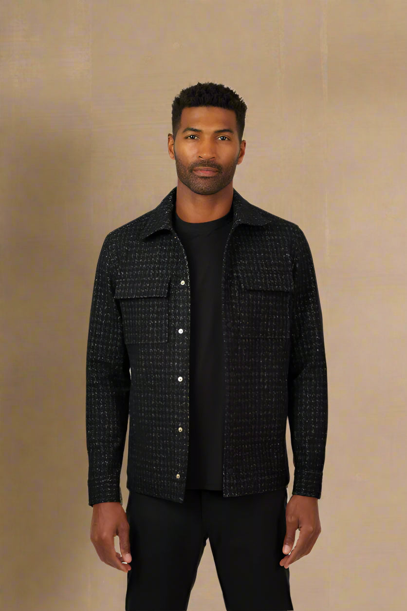 HUNTER - Black Knit Houndstooth Jacket
