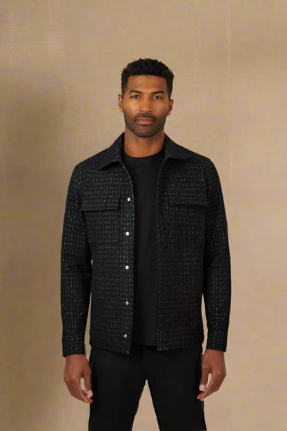 HUNTER - Black Knit Houndstooth Jacket