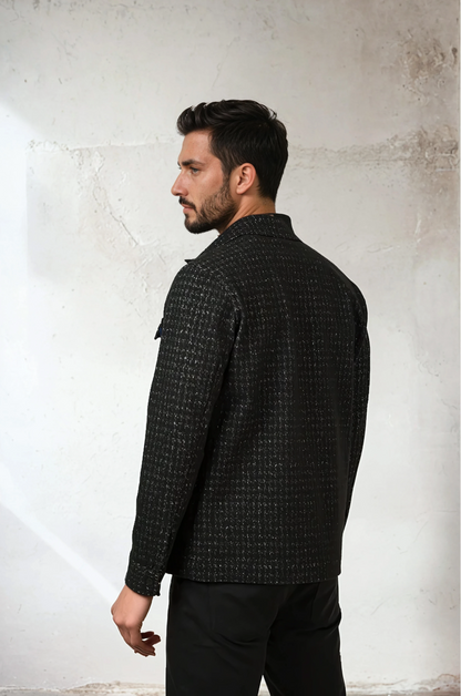HUNTER - Black Knit Houndstooth Jacket