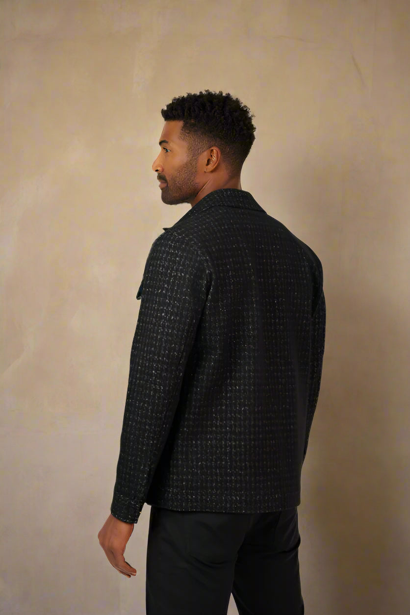 HUNTER - Black Knit Houndstooth Jacket