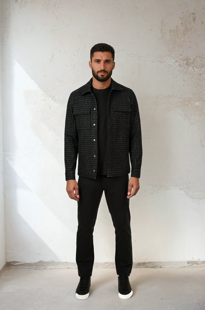 HUNTER - Black Knit Houndstooth Jacket