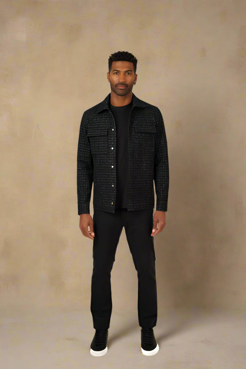 HUNTER - Black Knit Houndstooth Jacket