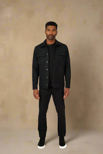 HUNTER - Black Knit Houndstooth Jacket