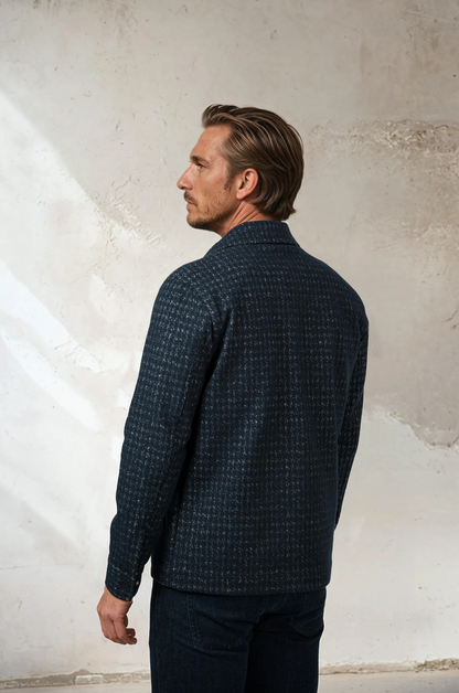 HUNTER - Dark Navy Knit Houndstooth Jacket
