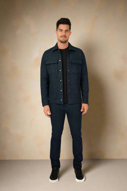 HUNTER - Dark Navy Knit Houndstooth Jacket