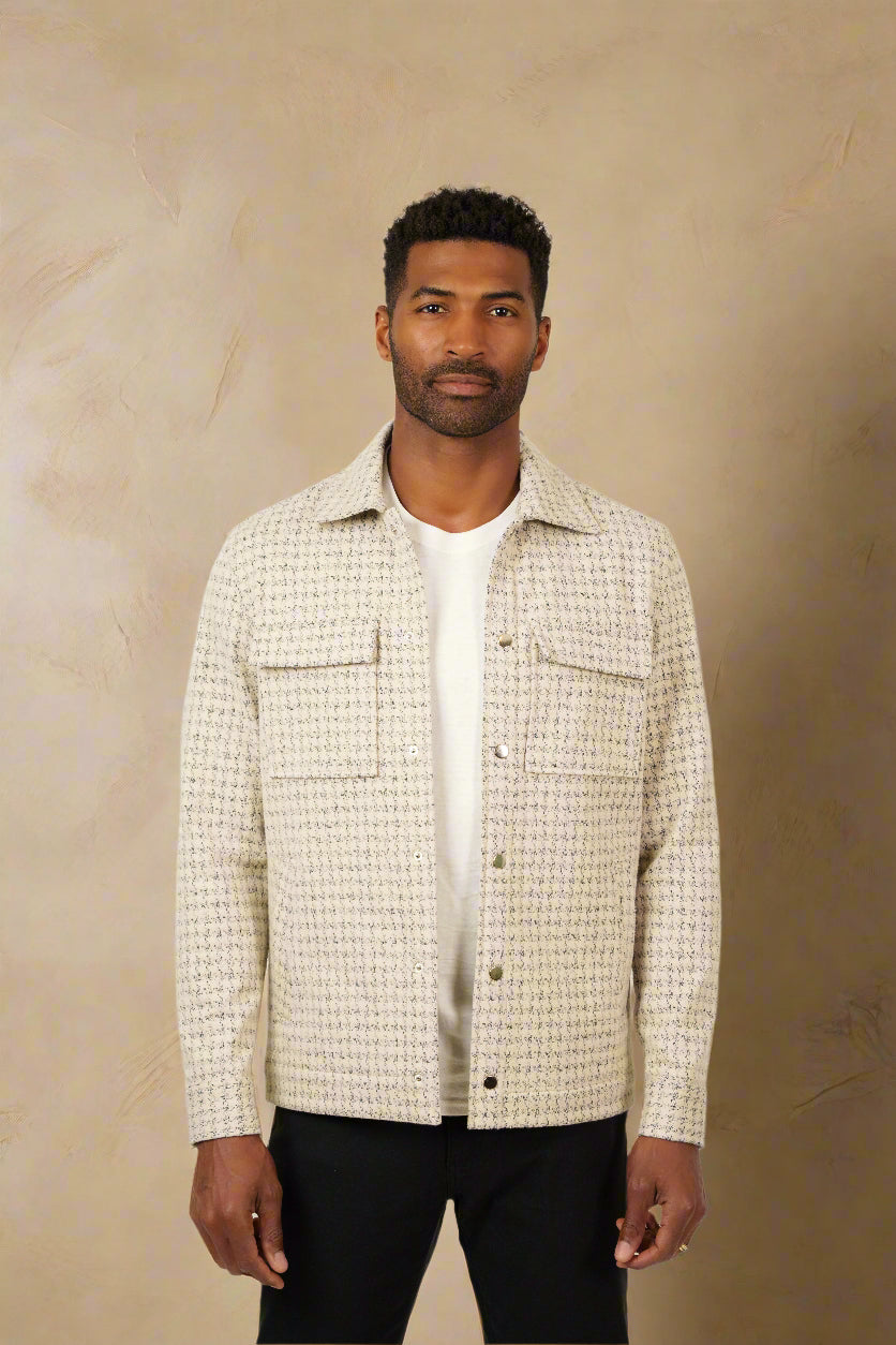 HUNTER - Light Beige Knit Houndstooth Jacket