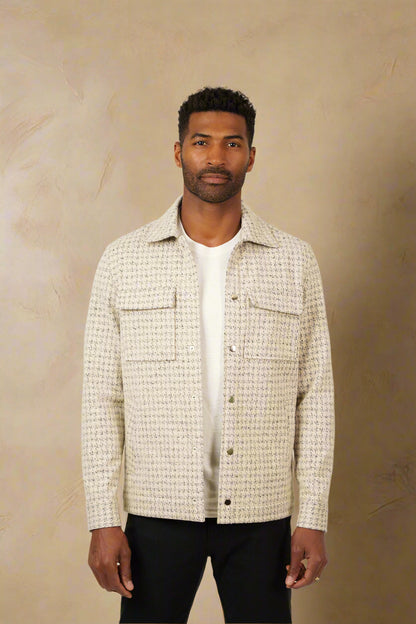 HUNTER - Light Beige Knit Houndstooth Jacket