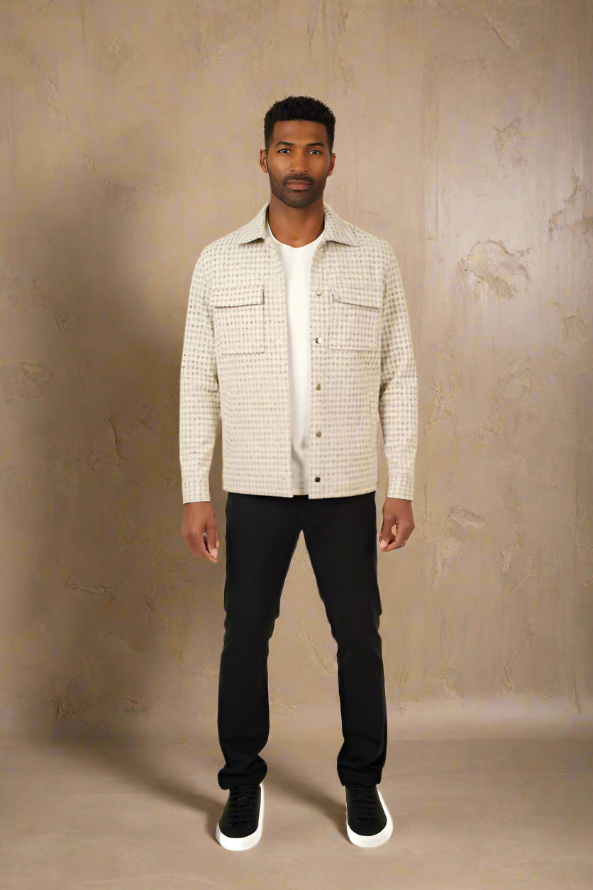 HUNTER - Light Beige Knit Houndstooth Jacket
