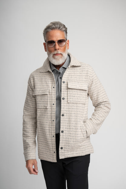 HUNTER - Light Beige Knit Houndstooth Jacket