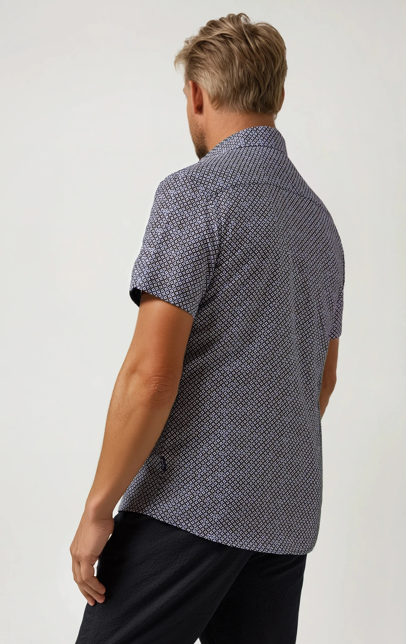BUONASERA - Black Heirloom Geo Linen Shirt