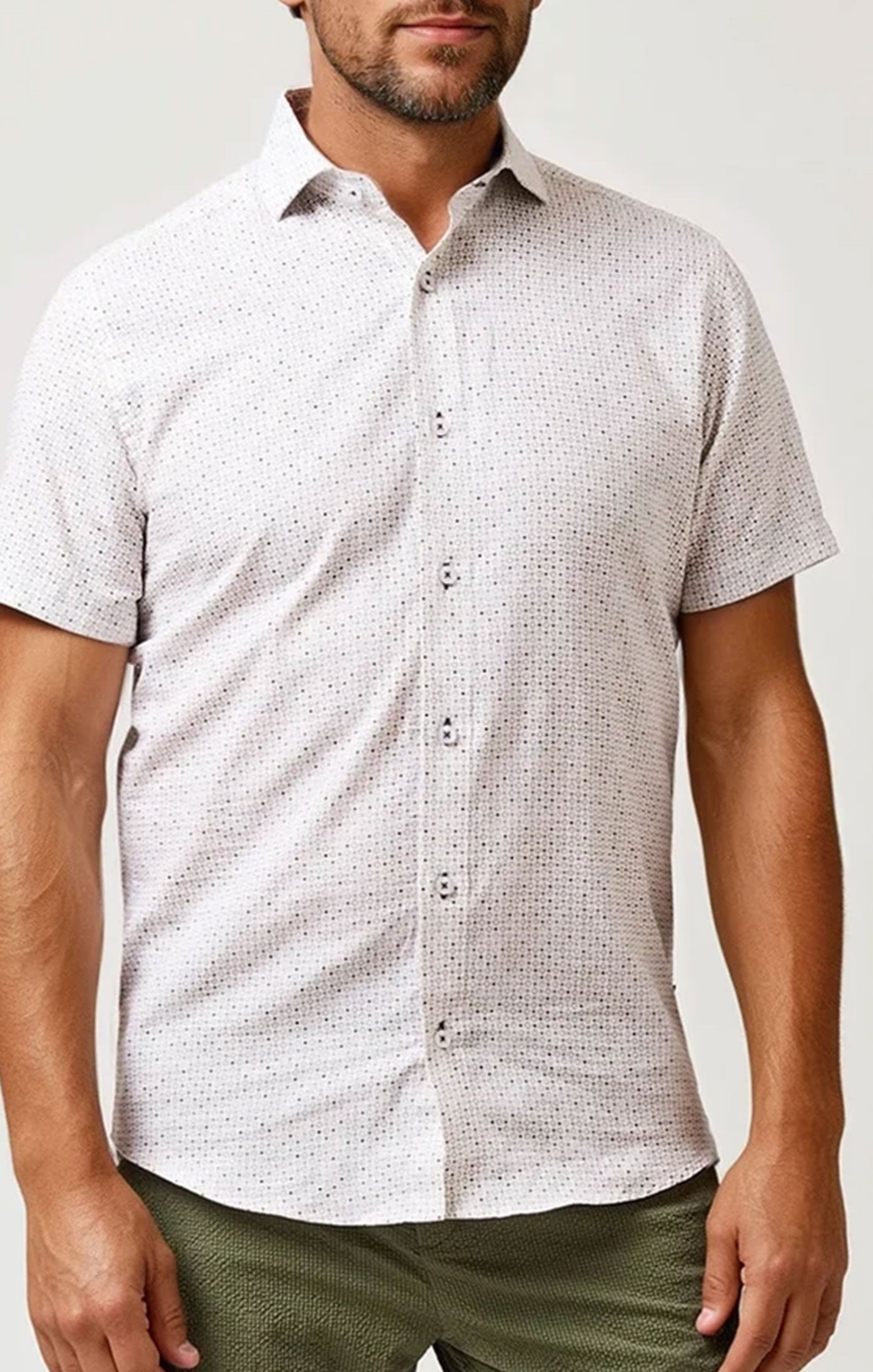 BUONASERA - Beige Heirloom Geo Linen Shirt