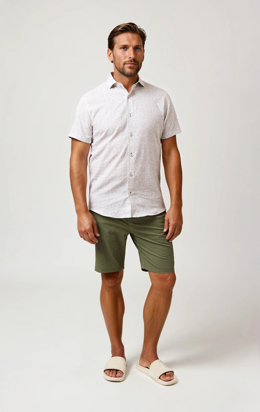 BUONASERA - Beige Heirloom Geo Linen Shirt
