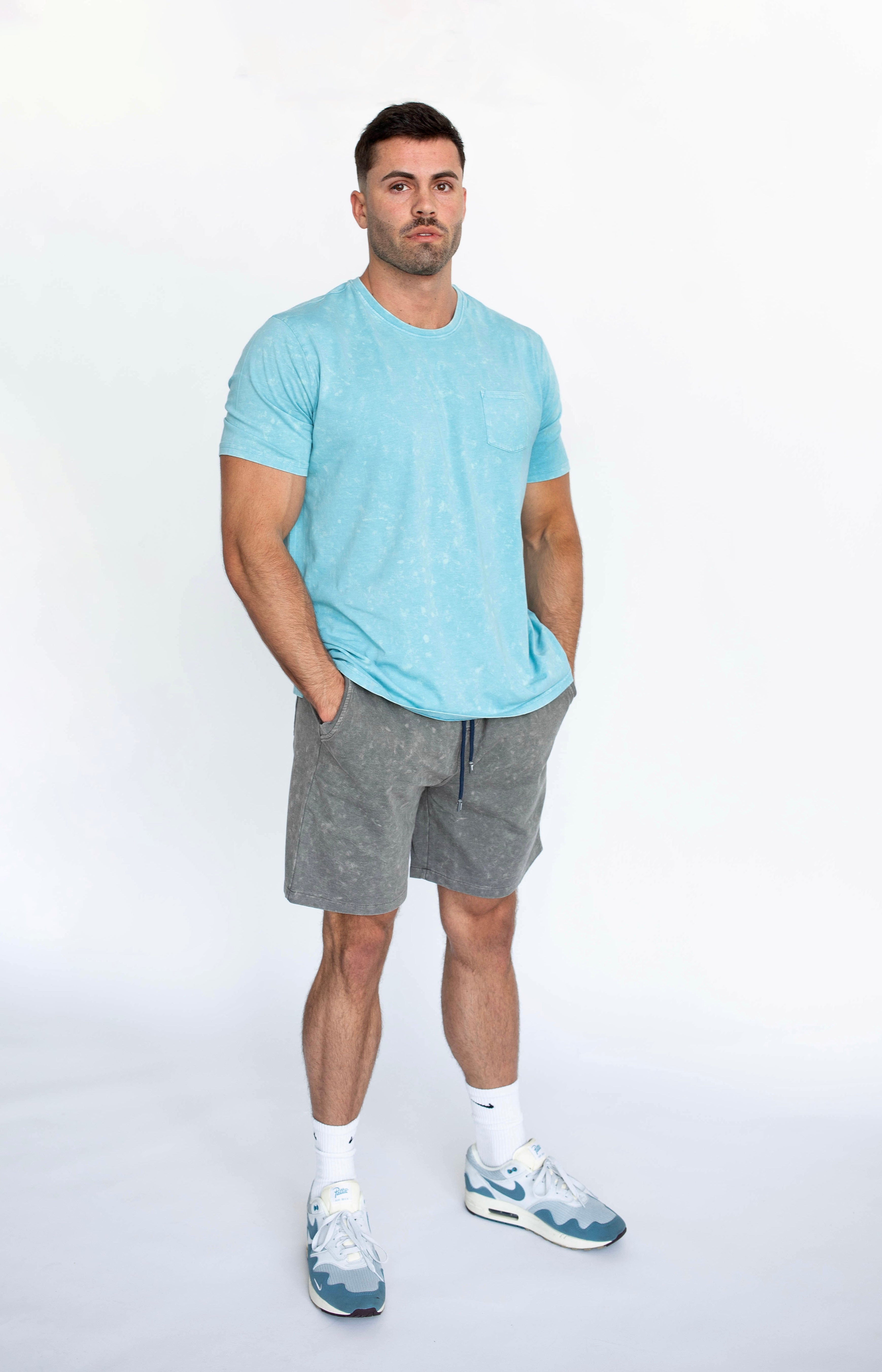 Turquoise Acid Short Sleeve Crewneck T-Shirt