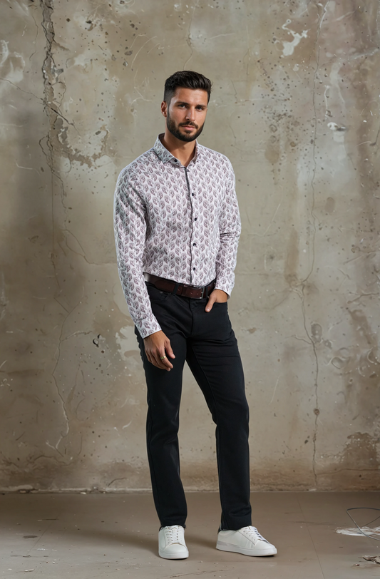 NOVA - White Feather Paisley Shirt