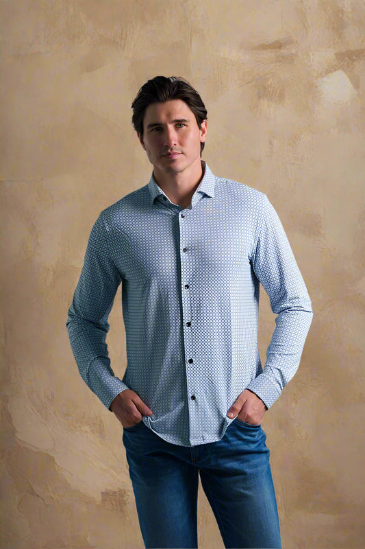APEX - Dark Navy Smart Micro Geo Shirt