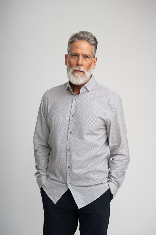 NOVA - Light Beige Micro Knot Print Shirt