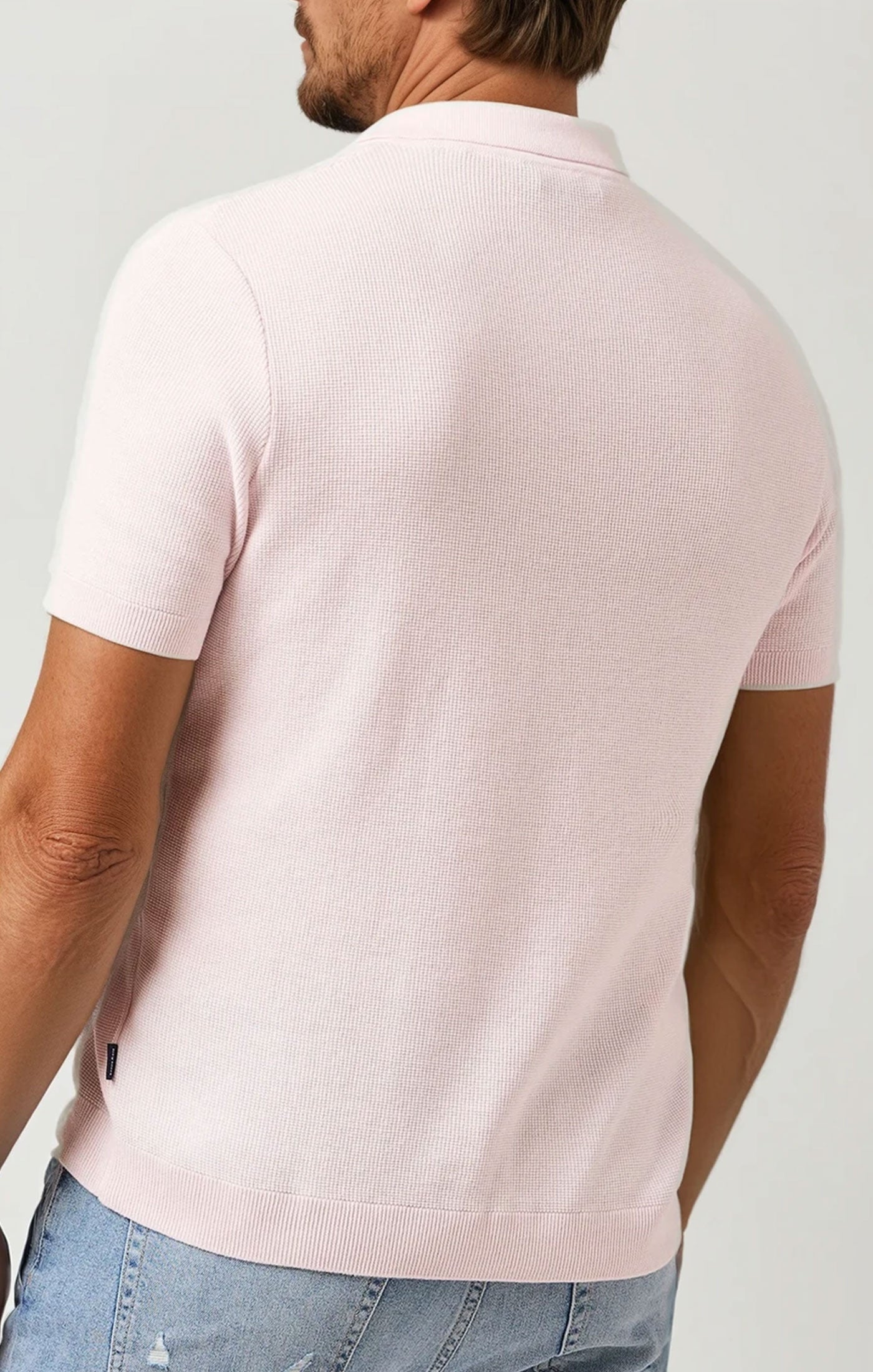 LAGO - Light Pink Knit Johnny Collar Polo