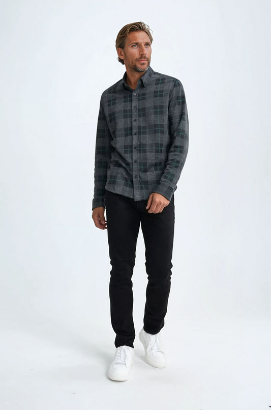Charcoal Dip Dyed Jacquard Knit Shirt