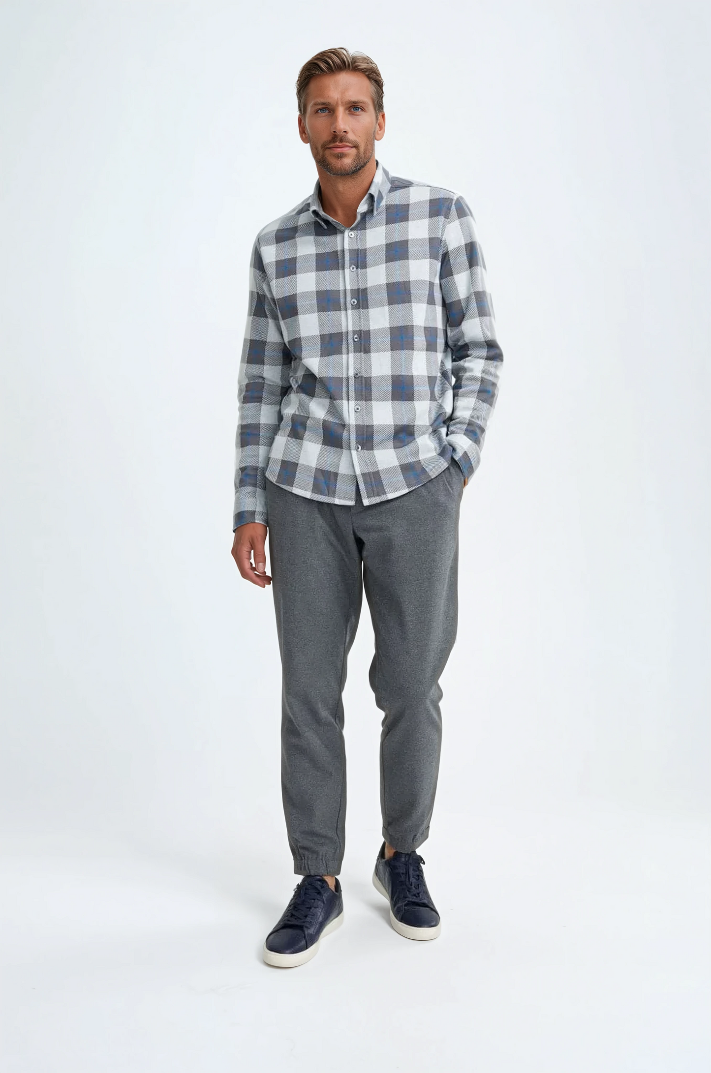 Grey Dip Dyed Jacquard Knit Shirt