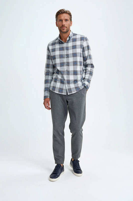 Grey Dip Dyed Jacquard Knit Shirt