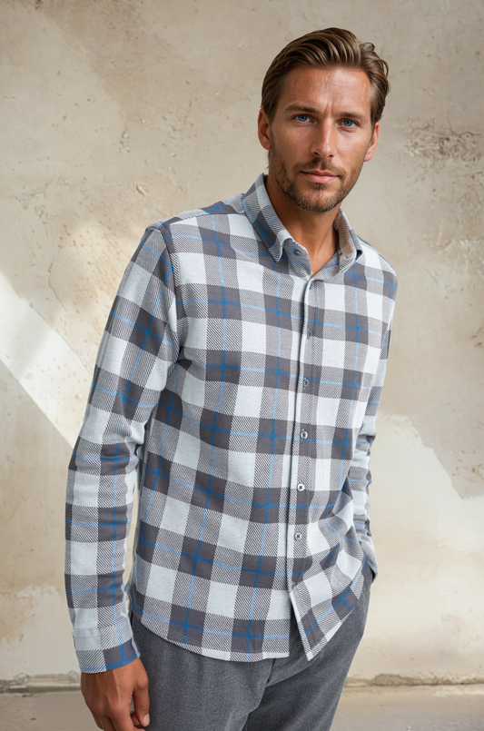 Grey Dip Dyed Jacquard Knit Shirt