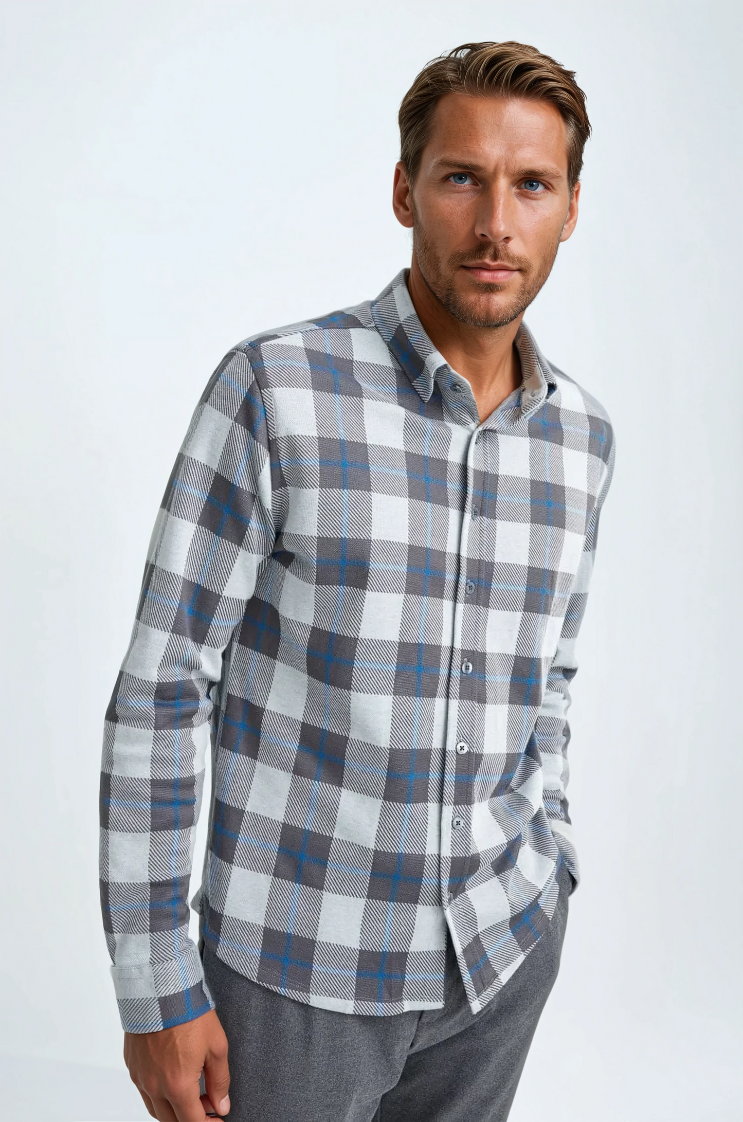 Grey Dip Dyed Jacquard Knit Shirt