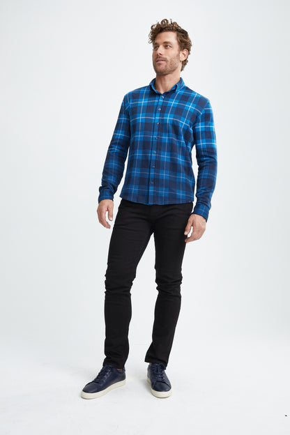 Navy Dip Dyed Jacquard Knit Shirt