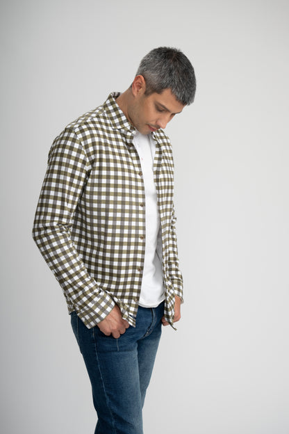 AERIS - Olive Check Peached Fleece Shirt