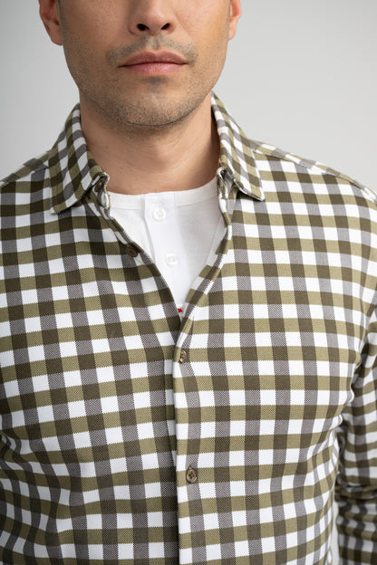 AERIS - Olive Check Peached Fleece Shirt