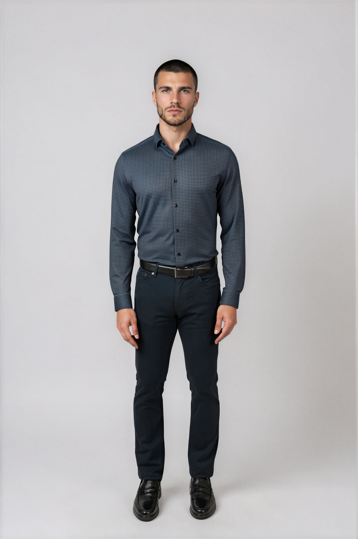 APEX -  Dark Grey Micro Houndstooth Shirt