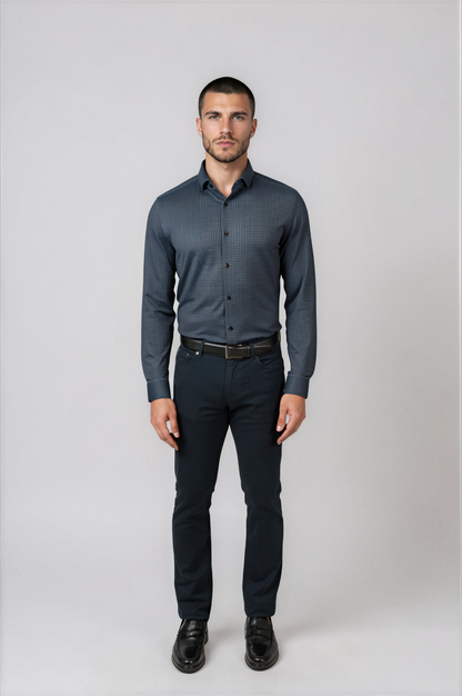 APEX -  Dark Grey Micro Houndstooth Shirt