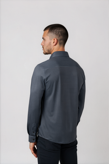APEX -  Dark Grey Micro Houndstooth Shirt