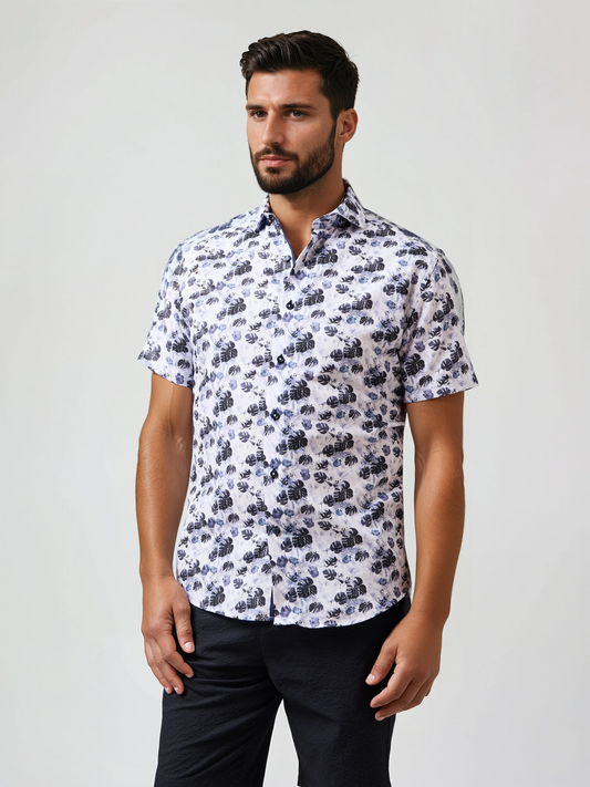 BUONASERA - Moonlit Jungle Print Linen Shirt