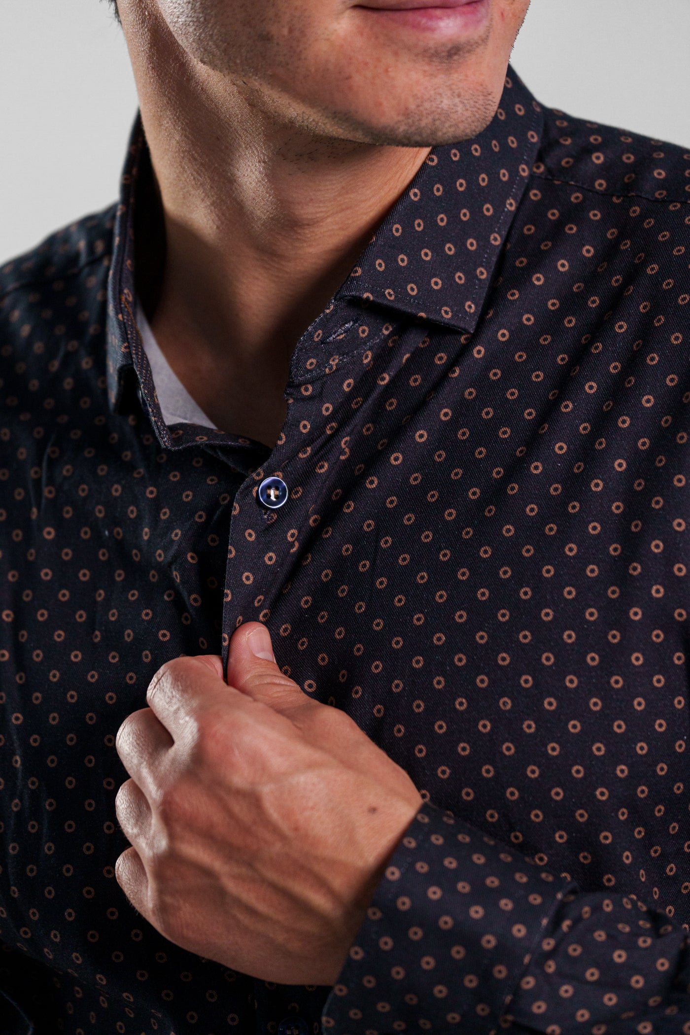 NOVA - Navy Polka Dot Long Sleeve Shirt