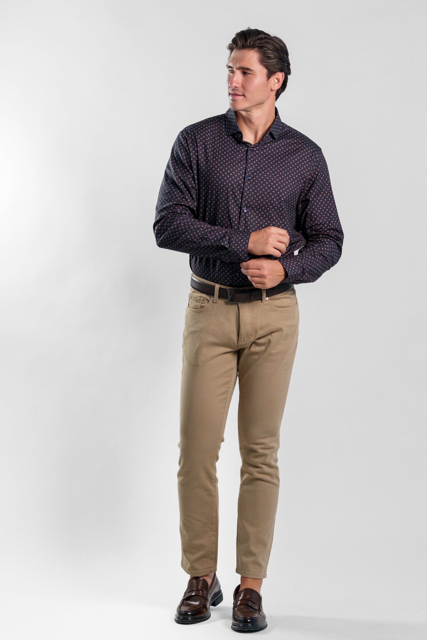 NOVA - Navy Polka Dot Long Sleeve Shirt