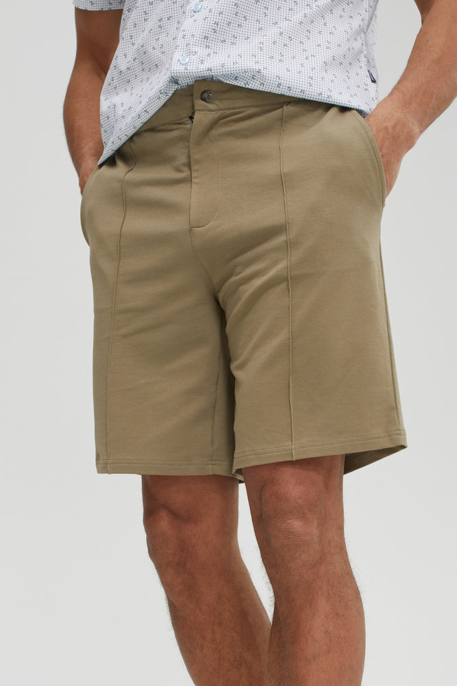 Olive Fleece Knit Shorts