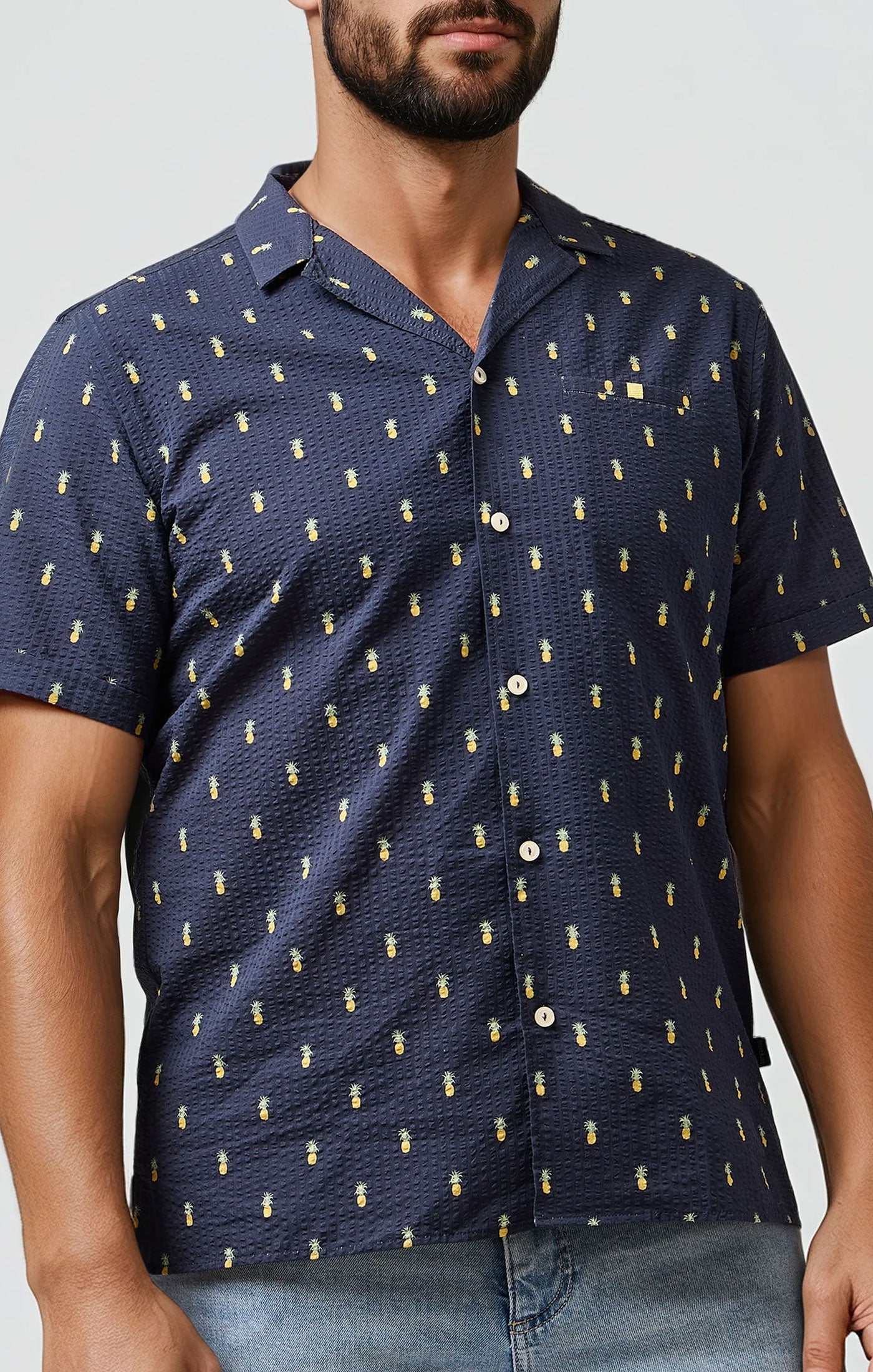 BOARDWALK - Seersucker Pineapple Print Shirt