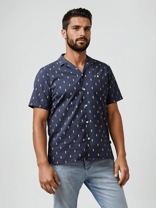 BOARDWALK - Seersucker Pineapple Print Shirt