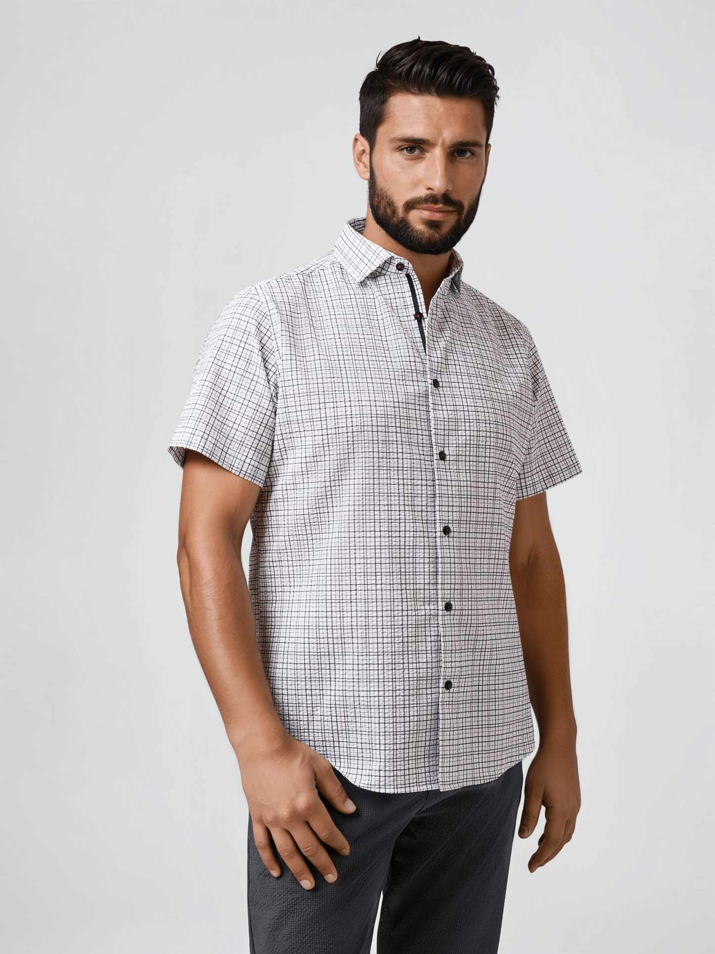 BOARDWALK - Seersucker White Check Shirt