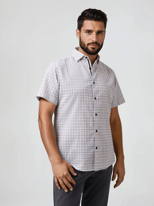 BOARDWALK - Seersucker White Check Shirt