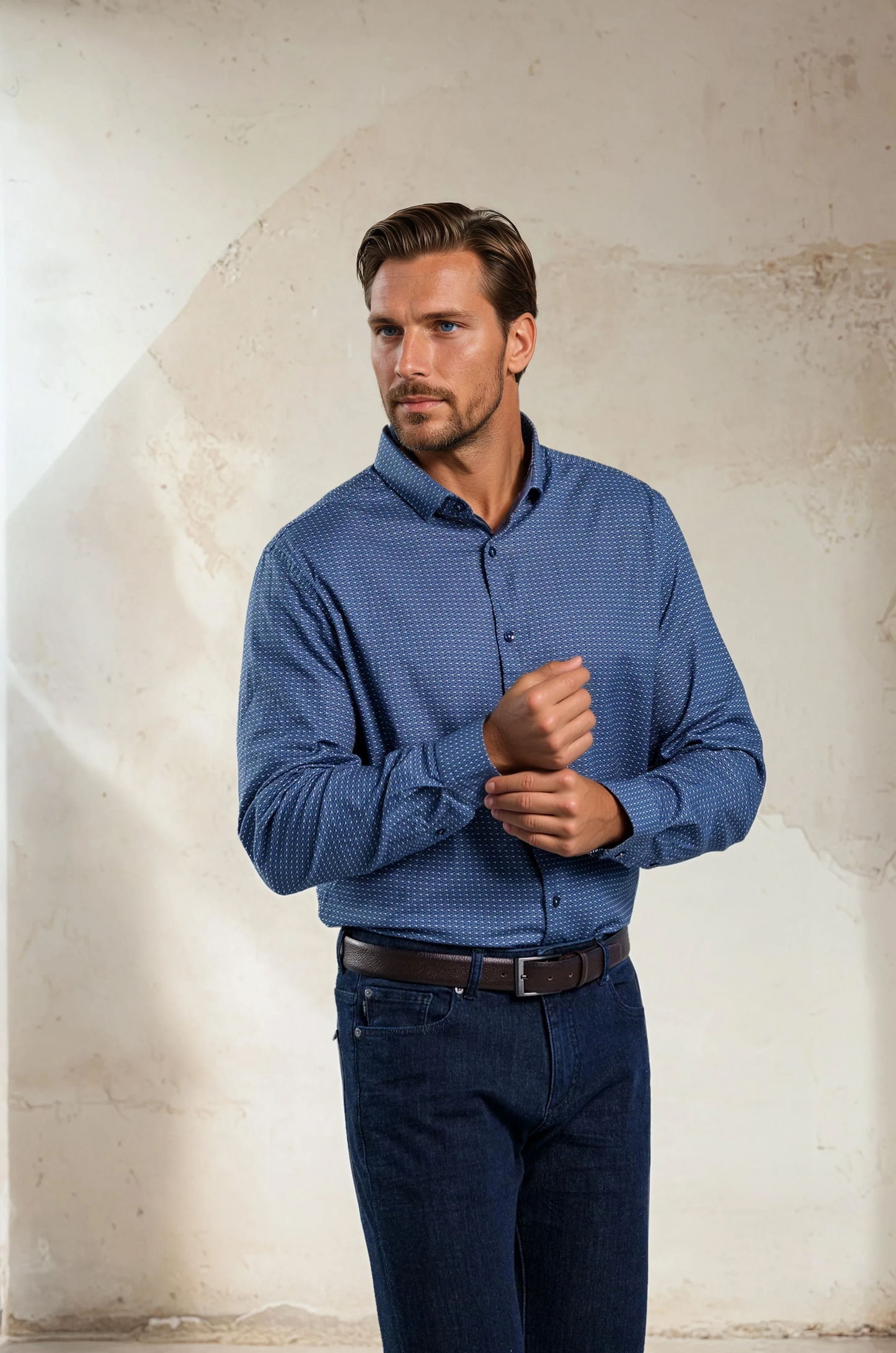 NOVA - Dusk Blue Rectangular Long Sleeve Shirt