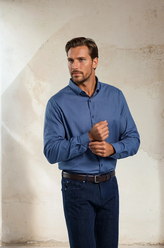 NOVA - Dusk Blue Rectangular Long Sleeve Shirt